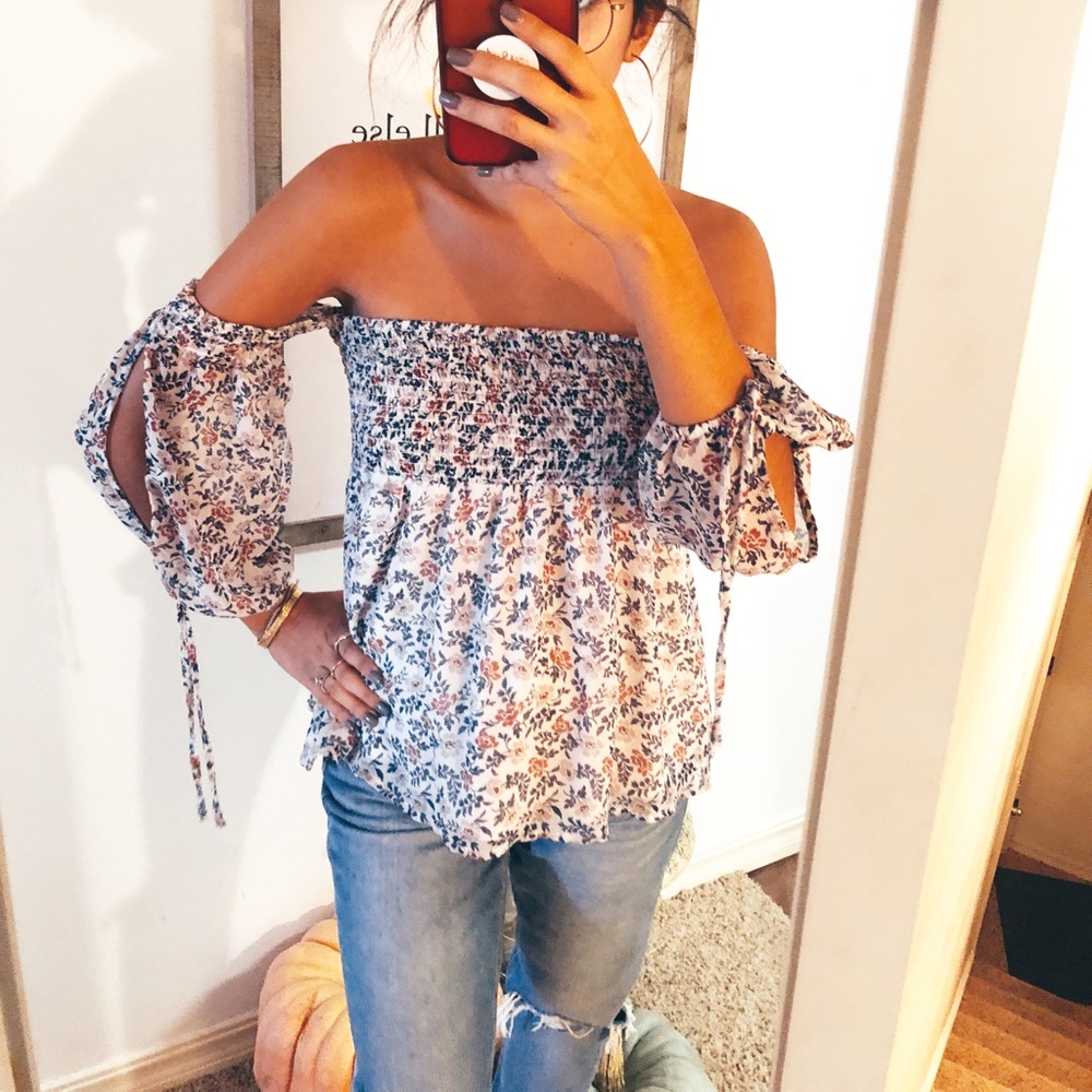 American Eagle Strapless Floral Top | S